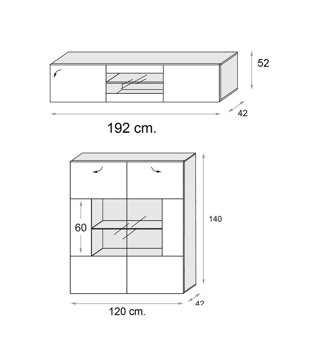 Mueble Modular de Pared Salón Estantería Thin Con LED Y Push - Click  Sistema