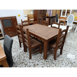 Mesa comedor extensible con 6 sillas de madera