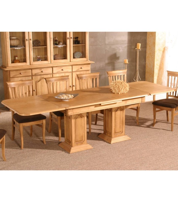 MESA COMEDOR BASE COLUMNA MADERA MACIZA