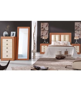 Dormitorio tapizado marco con cómoda