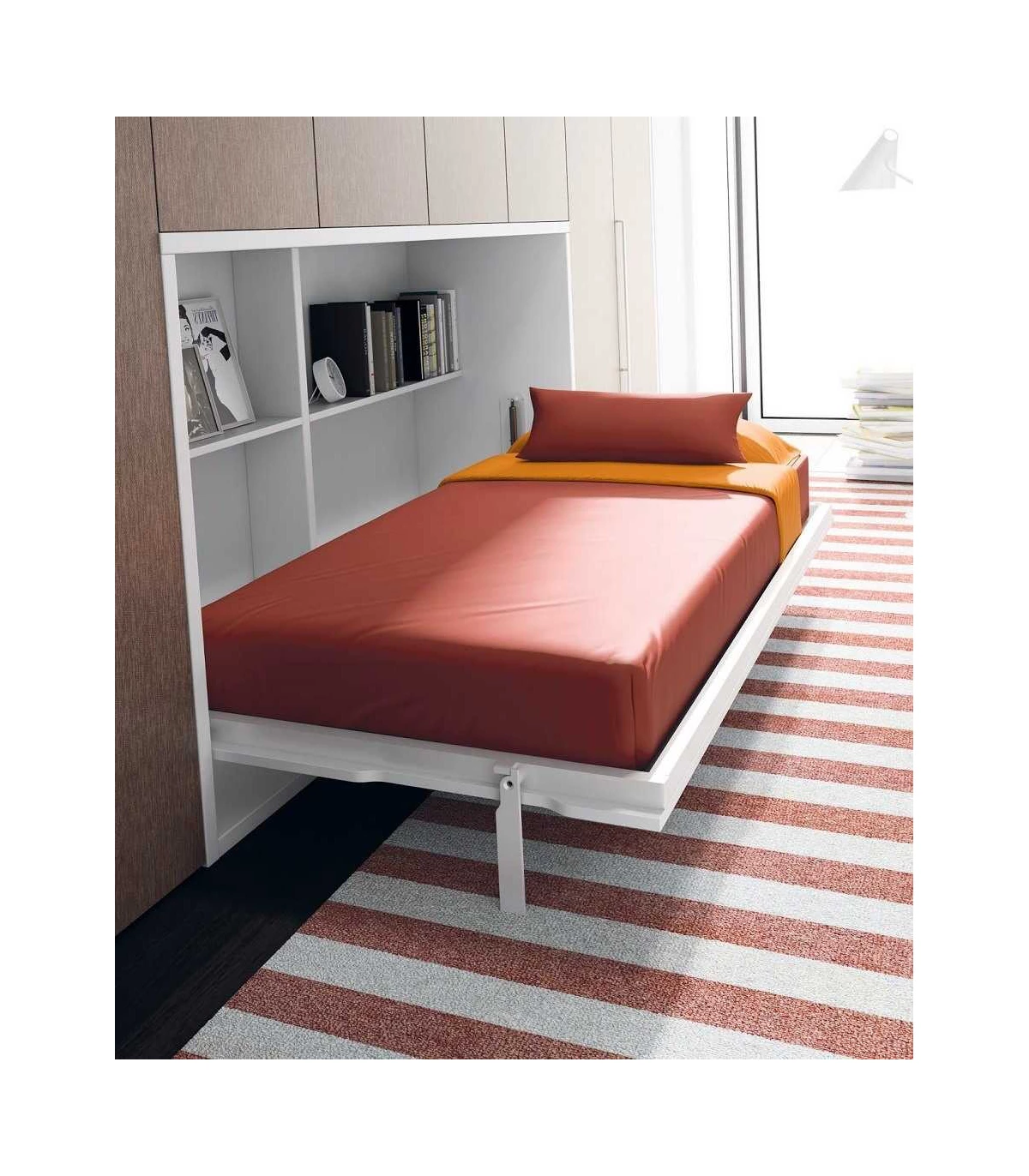 Cama abatible horizontal con escritorio, para colchón de 90 x 190.