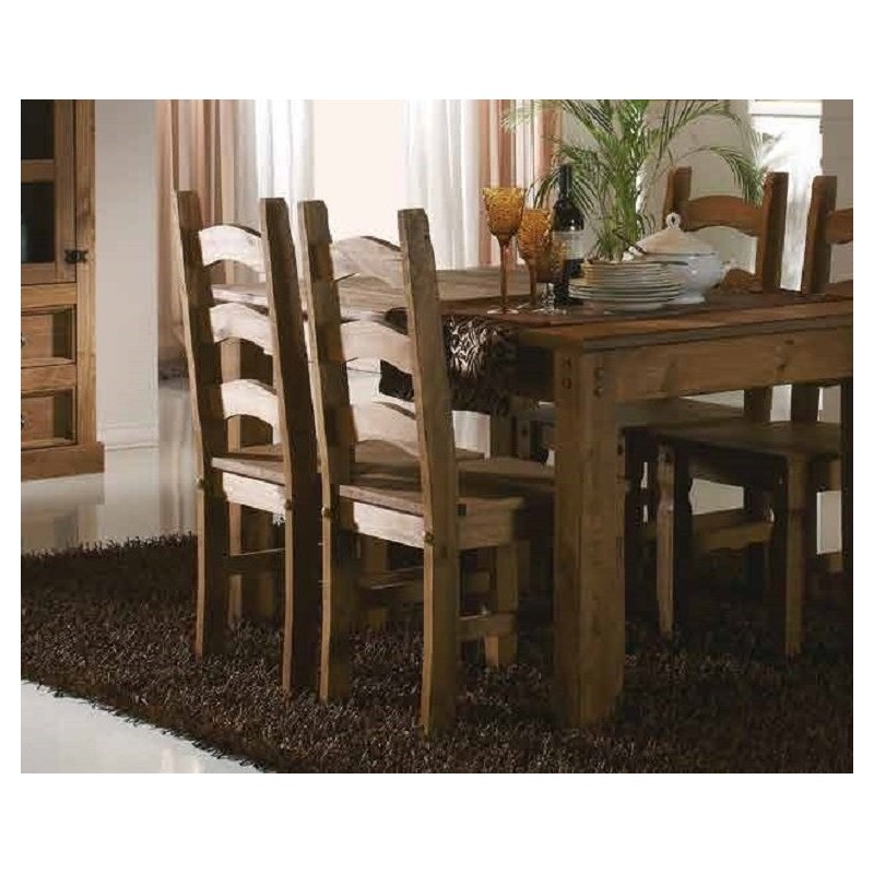 Comedor rústico mesa extensible con sillas