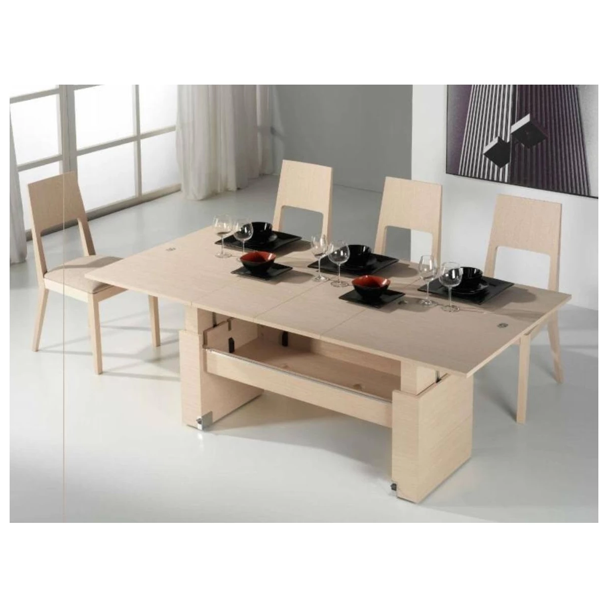 MESA DE CENTRO CONVERTIBLE , ELEVABLE Y EXTENSIBLE A COMEDOR MODELO  EVOLUTION  Mesa de centro convertible, Mesa de centro plegable, Mesas de  comedor extensibles