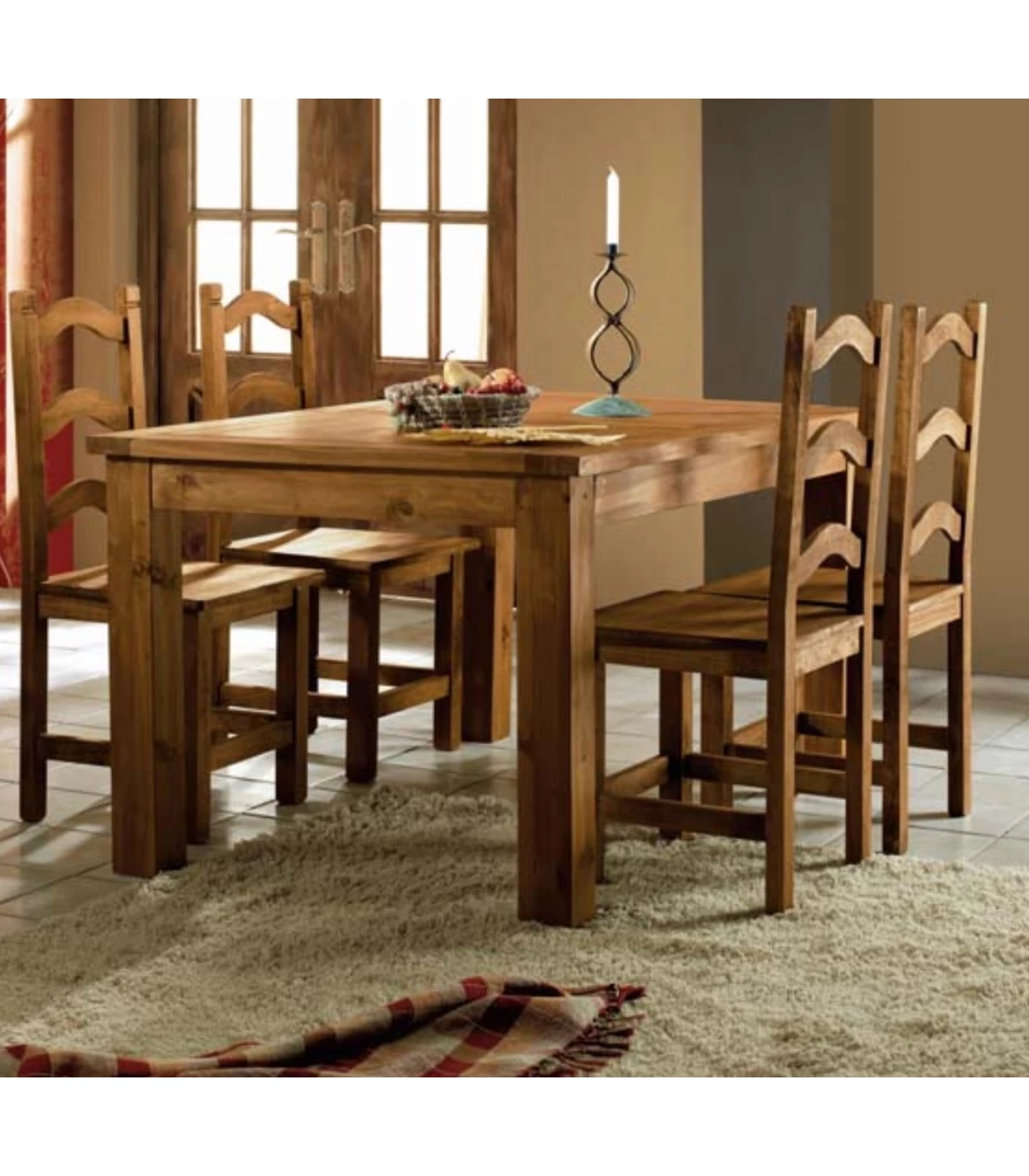 Oferta conjunto de mesa extensible con cajón y sillas de cocina