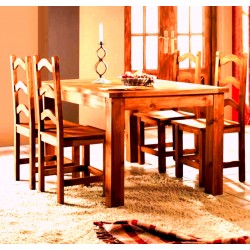Conjunto mesa extensible + sillas barnizado / lacado