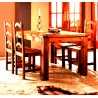 Conjunto comedor mesa fija + sillas barnizada