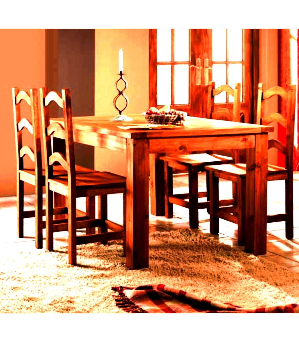 Silla de un salón-comedor de estilo rústico mexicano. Madera maciza.  Sillas  comedor madera, Comedores rusticos de madera, Decoración de unas